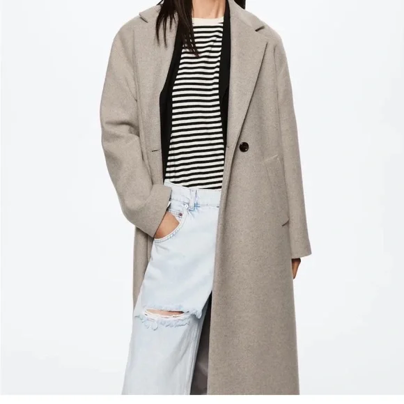 Mango taupe / brown oversized wool coat - XS - Picture 7 of 12